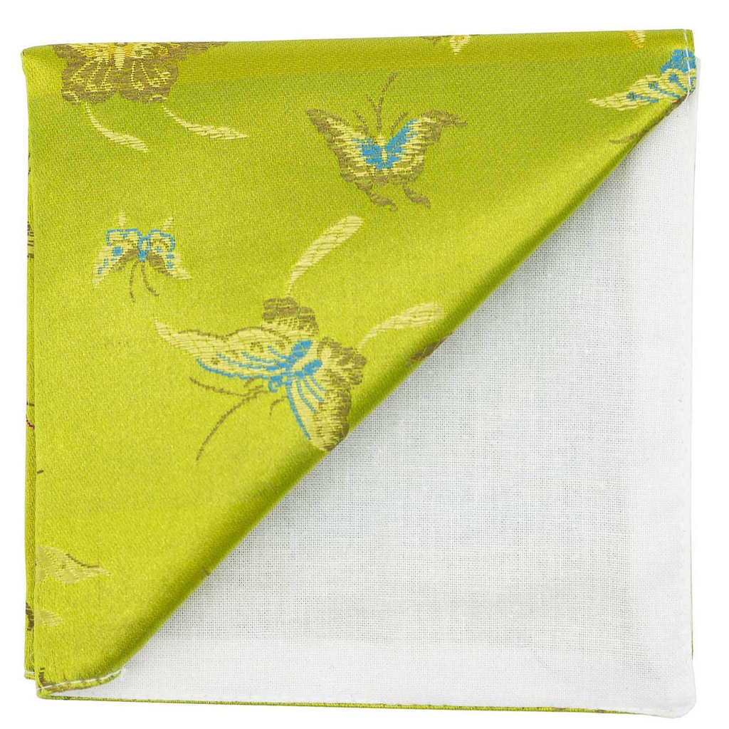 Pochette "Chinese Butterfly" papillons dorés sur fond vert pomme