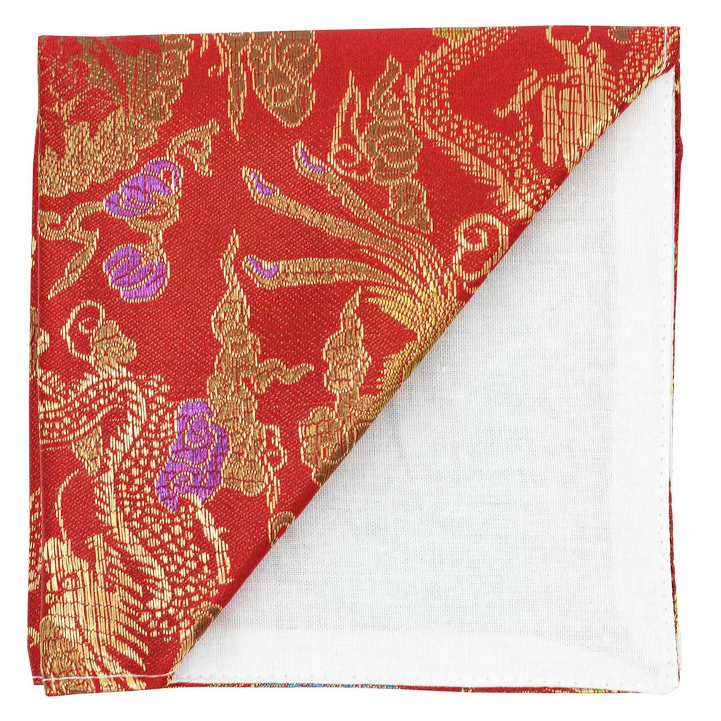 Pochette "Dragon Céleste" dragons dorés sur fond rouge