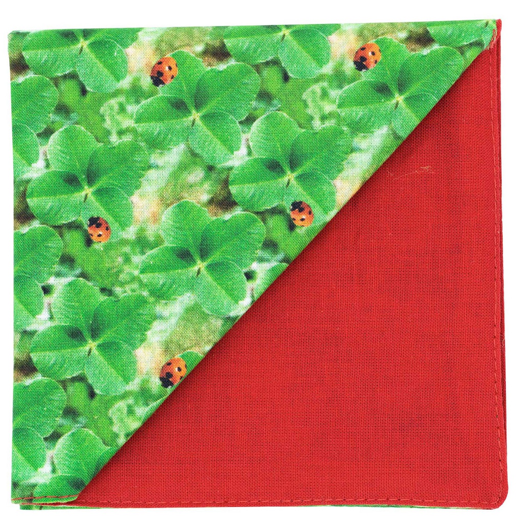 Pochette "Lucky" coccinelles rouges et trèfles à 4 feuilles