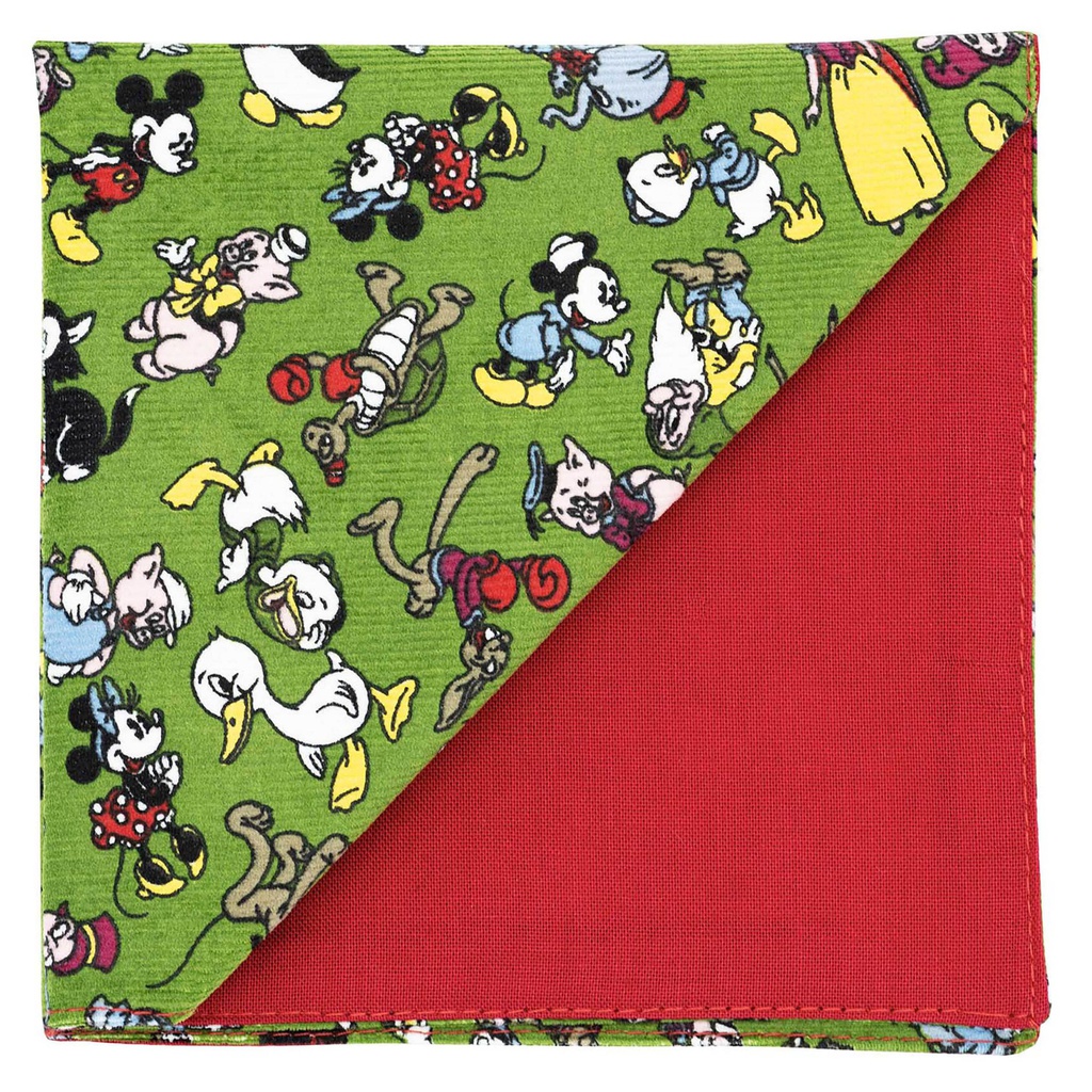 Pochette "Disney" personnages de dessins animés sur fond vert sapin