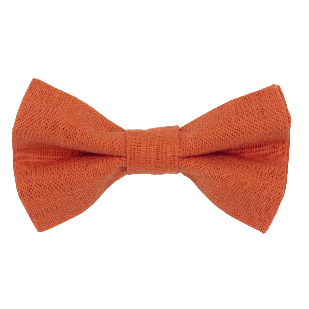 Noeud papillon en lin orange citrouille