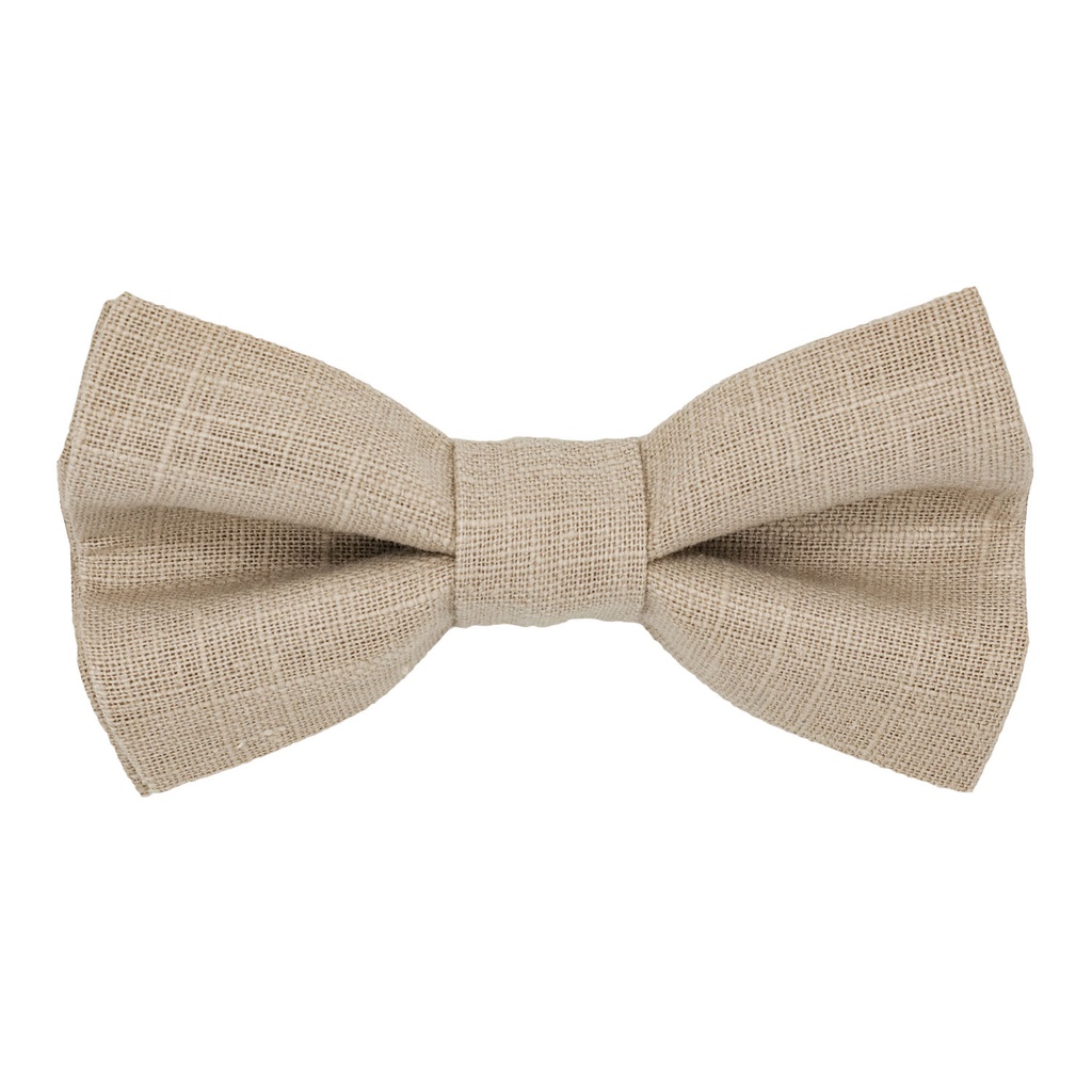 Noeud papillon en lin beige