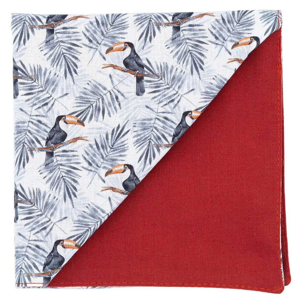 Pochette motif "Coucou Petit Toucan" - toucan et jungle grise