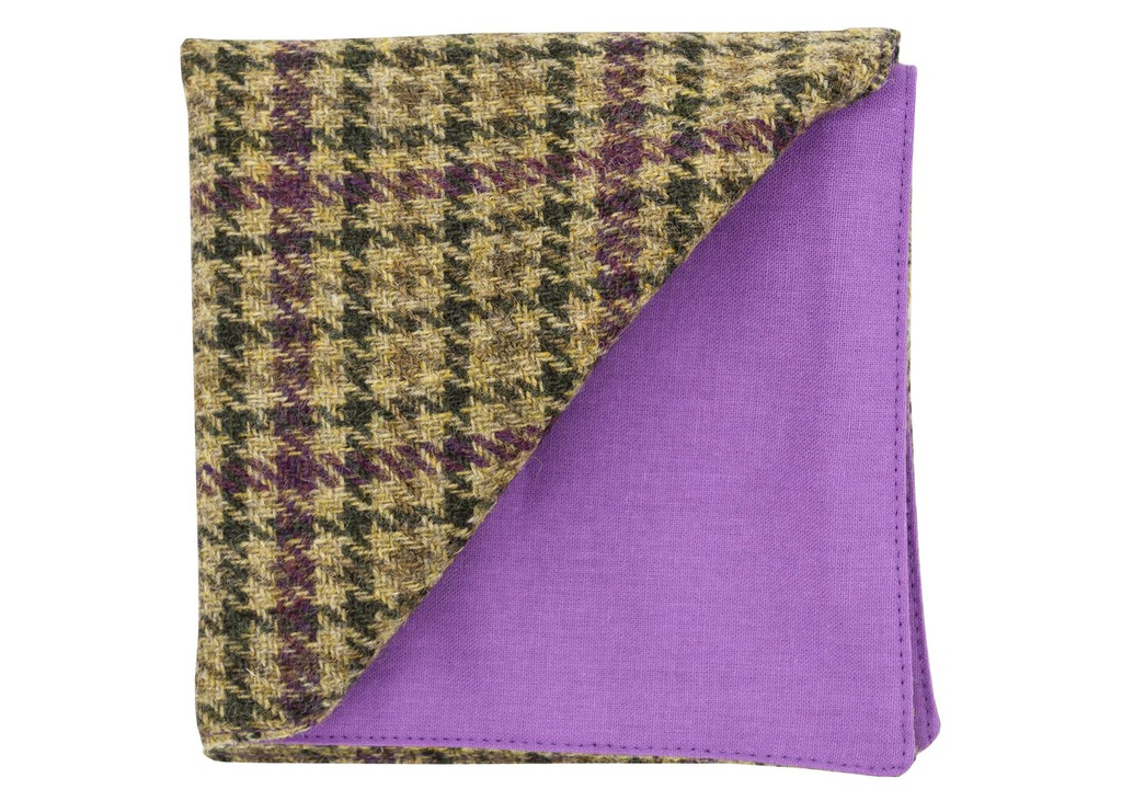 Pochette Tweed "Saint Andrews" - pied-de-poule beige et violet
