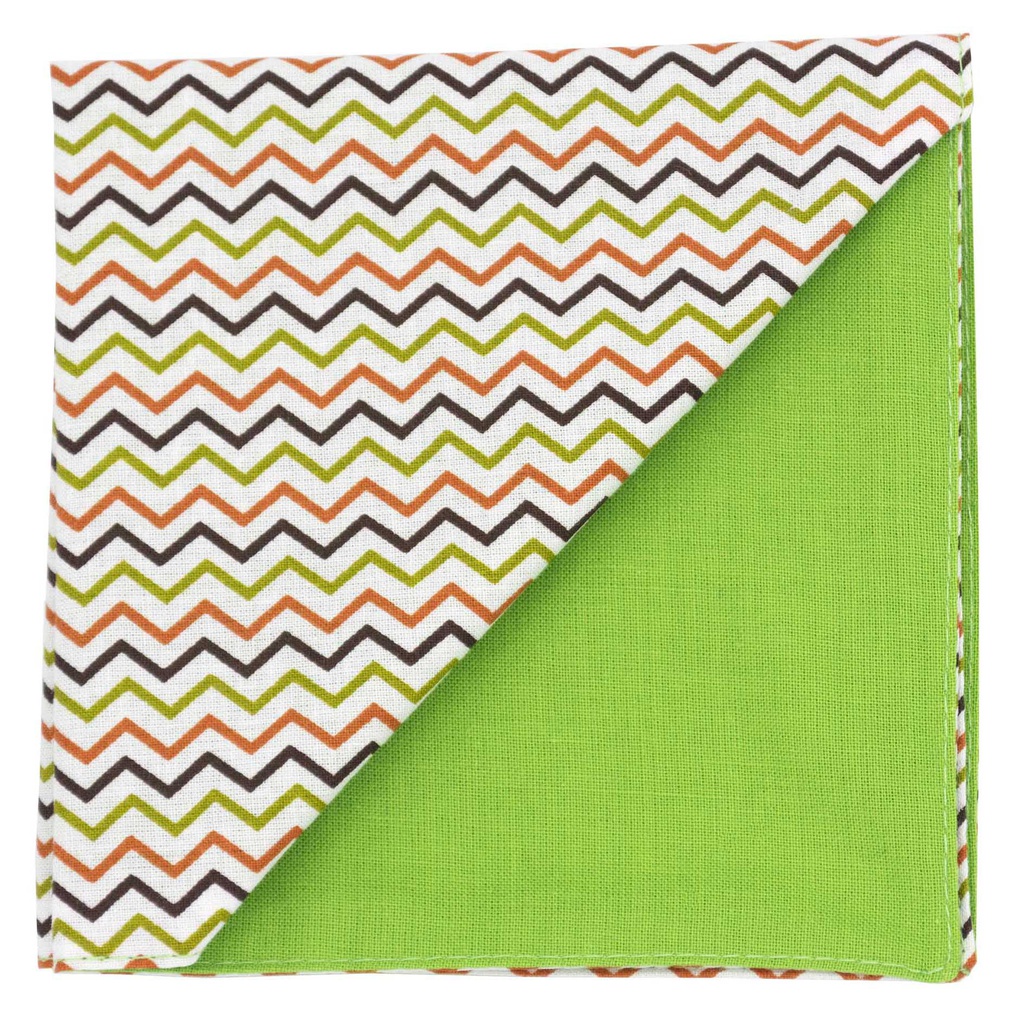 Pochette "Zig-Zag" lignes en zigzag orange et vert