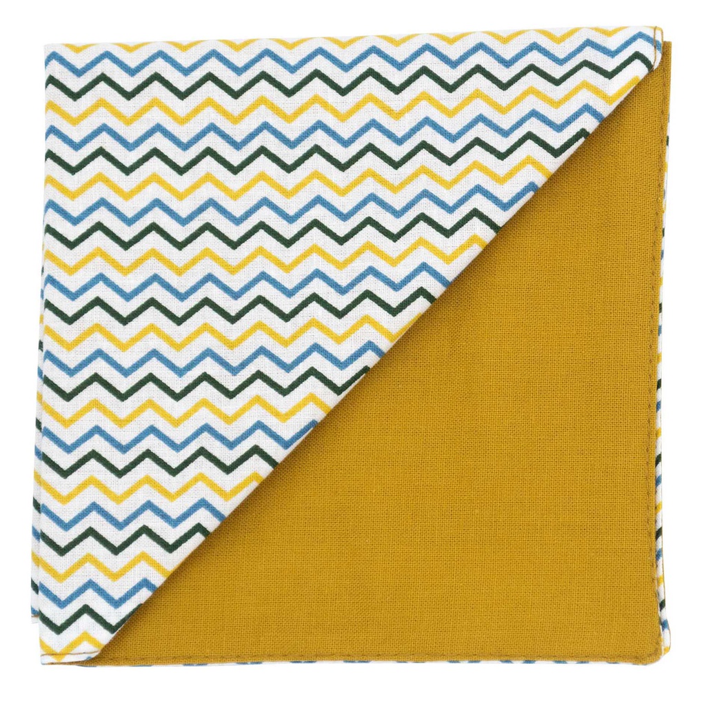 Pochette "Zig-Zag" lignes en zigzag jaune et bleu