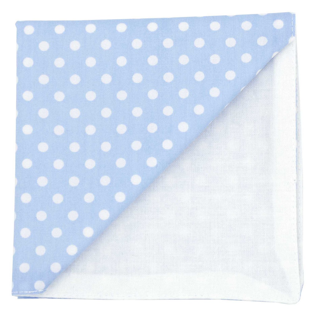 Pochette "Big Dots" points blancs sur fond bleu ciel