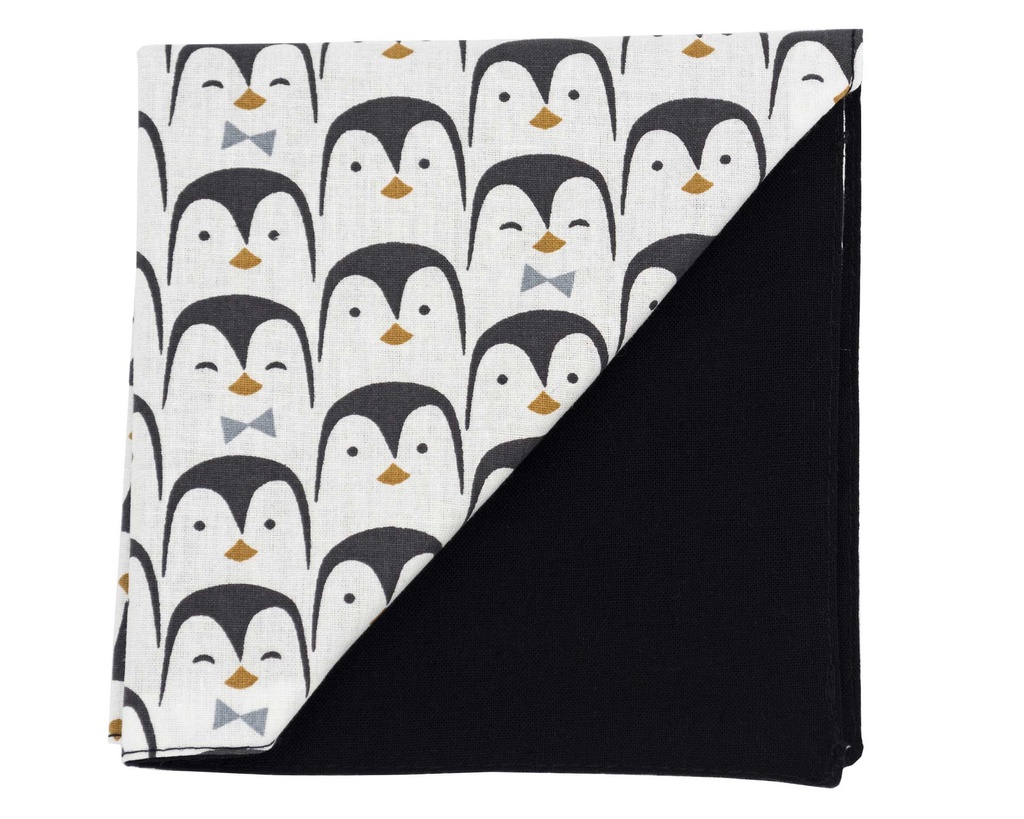Pochette "Mister Pinguin" motifs pingouins sur fond blanc