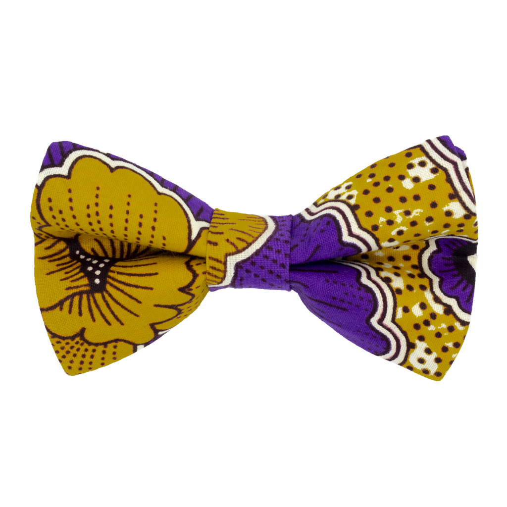 Noeud papillon en wax jaune moutarde & mauve