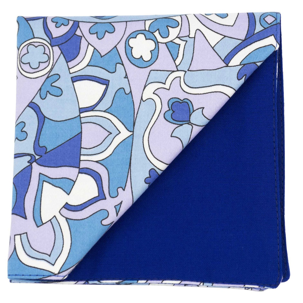 Pochette "Le Baroque" motifs bleu et mauve