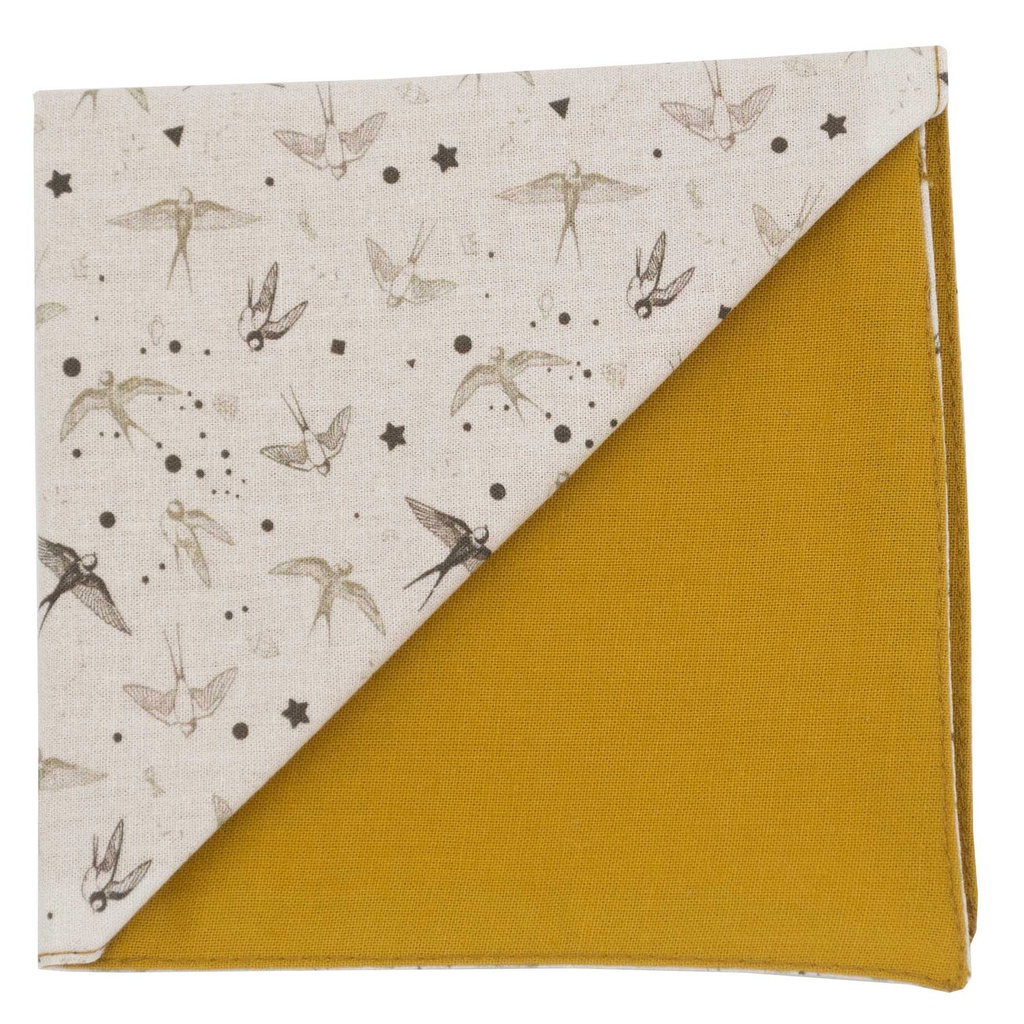 Pochette "Spring Is Coming" hirondelles marron clair sur fond beige