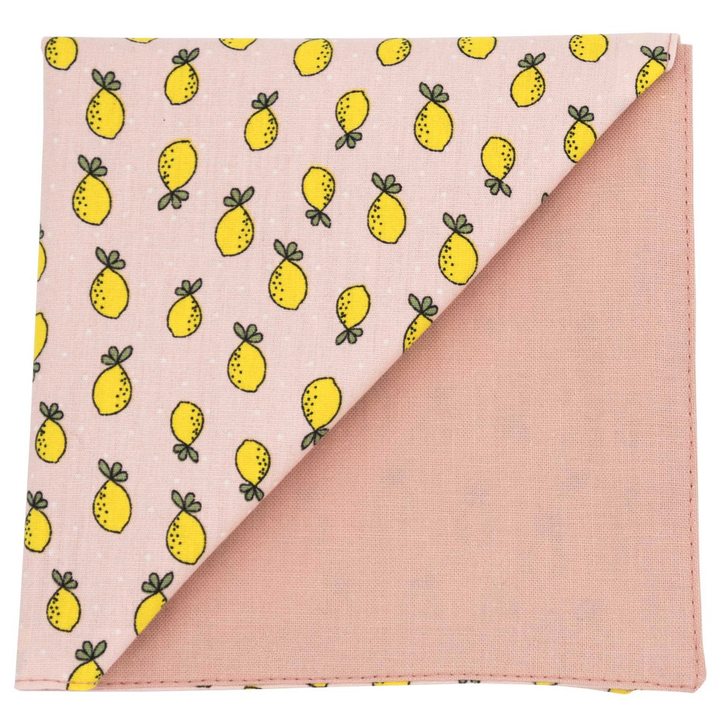 Pochette "Lemon Mania" citrons jaunes sur fond rose pâle