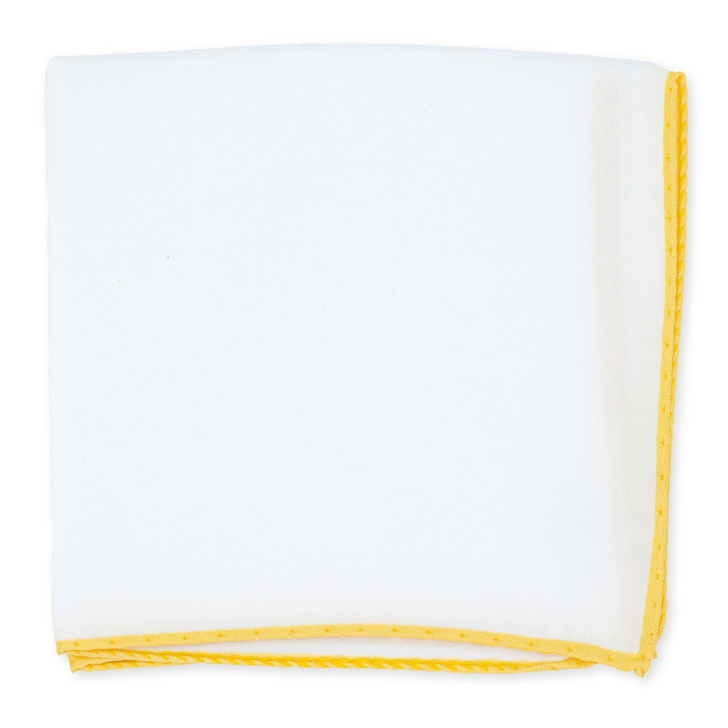 Pochette en soie blanche à bords jaunes