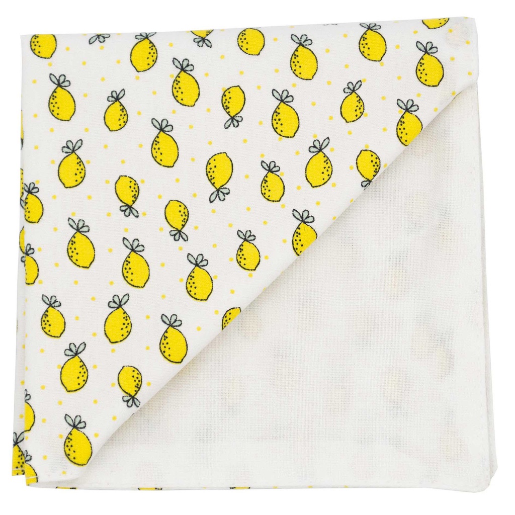 Pochette "Lemon Mania" - citrons jaunes sur fond blanc