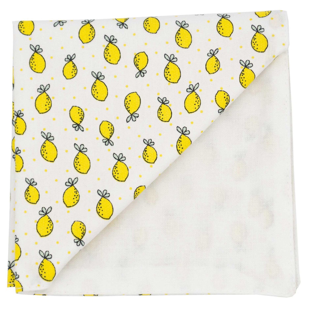 Pochette "Lemon Mania" citrons jaunes sur fond blanc