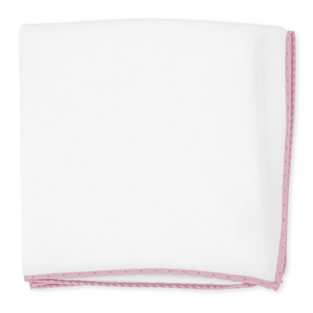 Pochette en soie blanche à bords rose clair
