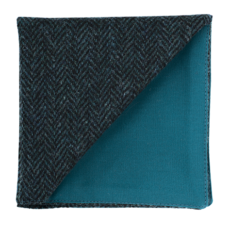 Pochette Tweed "Dundee" - chevron turquoise