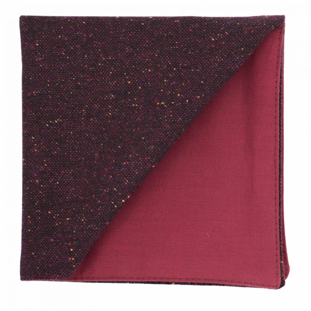 Pochette en tweed "Edimbourg" caviar Oxford bordeaux