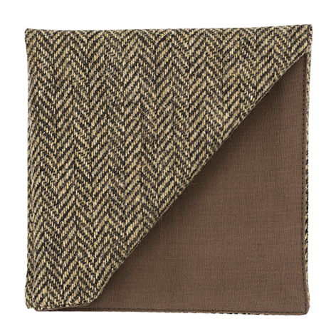 Pochette en tweed "Dundee" chevron marron clair