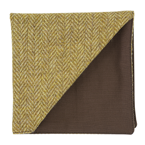 Pochette en tweed "Dundee" chevron jaune et moutarde