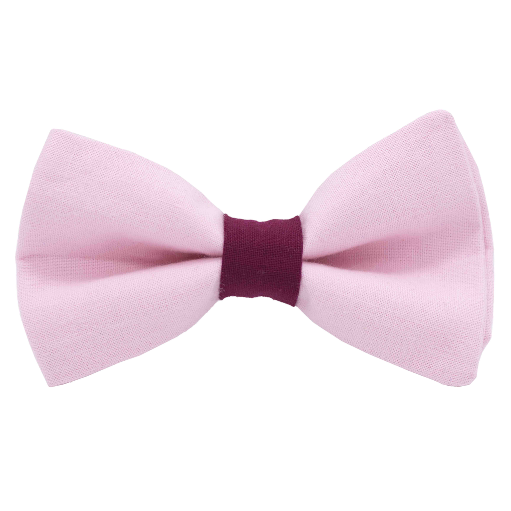 Noeud papillon uni rose pâle "Toulouse" bague framboise