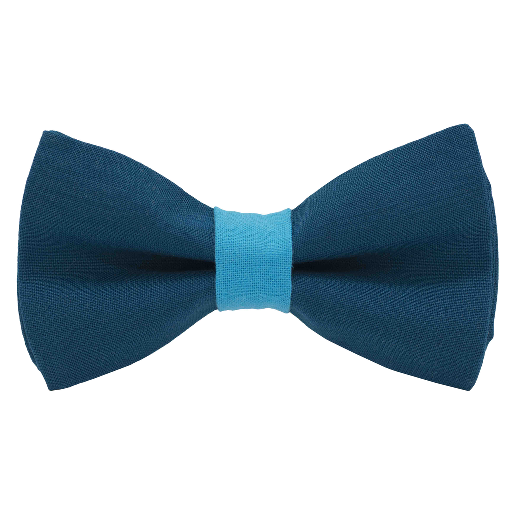 Nœud papillon uni bleu canard "Vienne" - bague bleu ciel électrique
