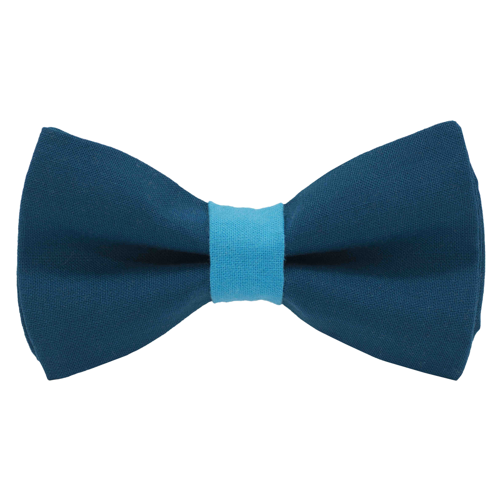 Noeud papillon uni bleu canard "Vienne" bague bleu ciel électrique