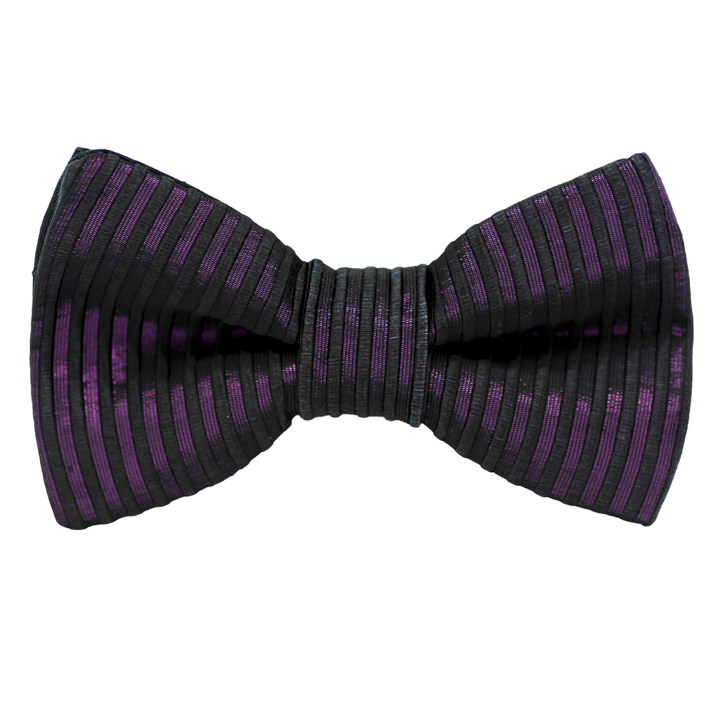 Noeud papillon "Houdini" lignes noires et mauve/rose