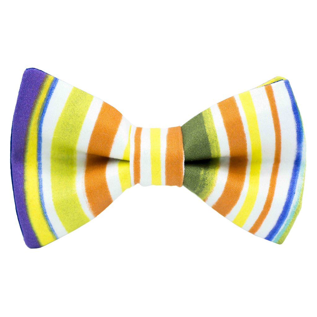 Noeud papillon "Arlequin" lignes multicolores