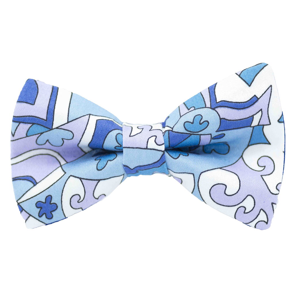 Nœud papillon "Le Baroque" - motifs bleus et mauves