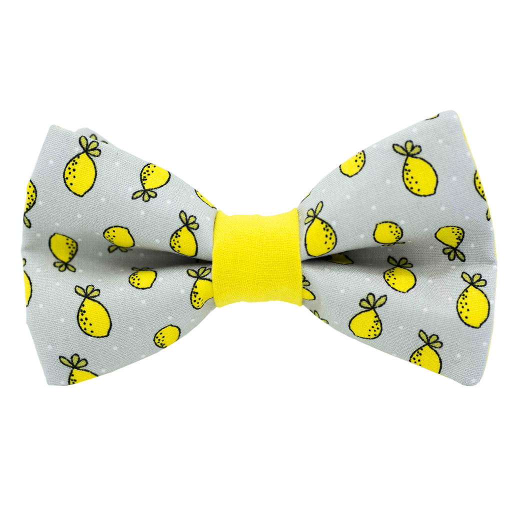 Nœud papillon à motifs "Lemon Mania" - citrons jaunes sur fond gris