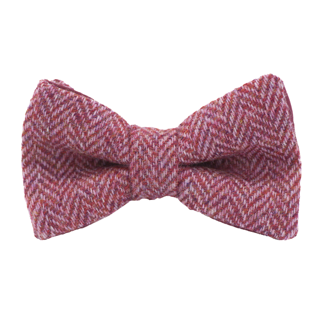 Noeud papillon en tweed "Dundee" chevron rose framboise