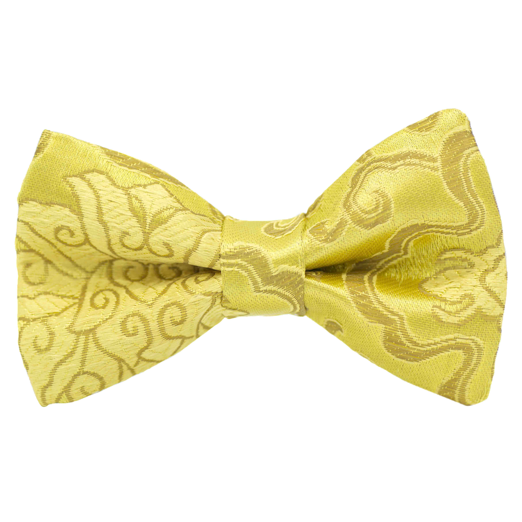 Noeud papillon "Kubilai Khan" ornements dorés sur fond jaune