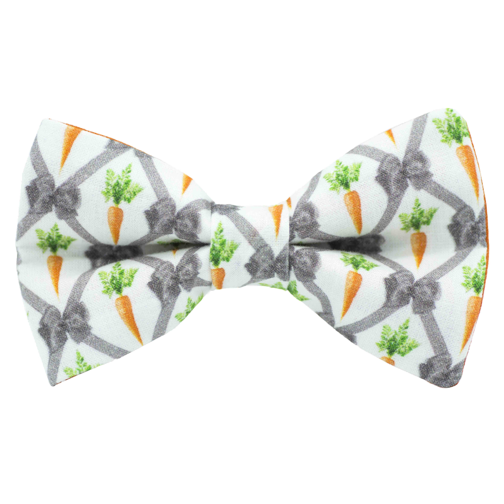 Nœud papillon "Veggie" - carottes oranges sur fond blanc