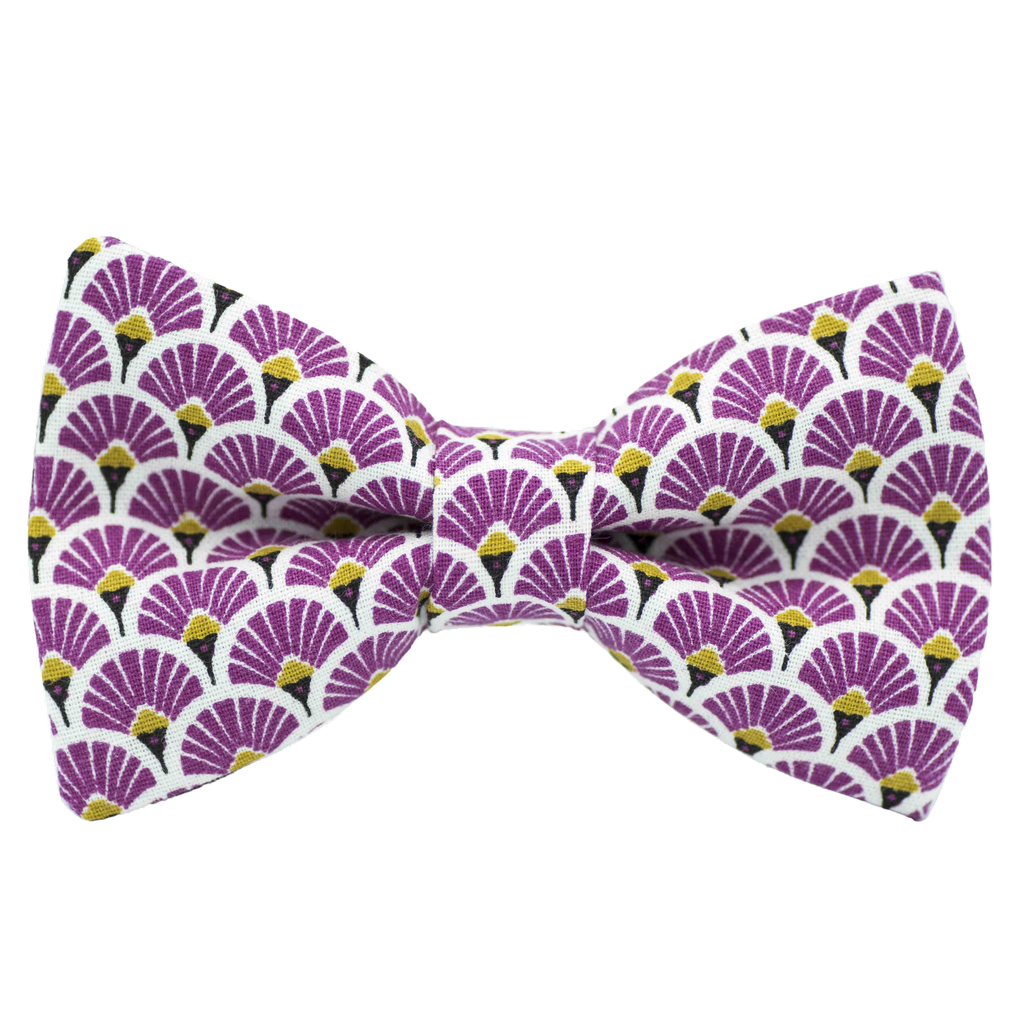 Nœud papillon japonais "Éventails" violet