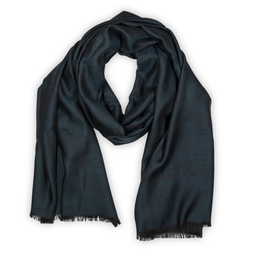 [JA.EC.LA.KILI.06] Foulard en laine & soie "Kilimandjaro" bleu canard