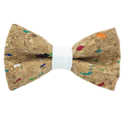 Noeud papillon en liège "Muscat" multicolore bague blanche