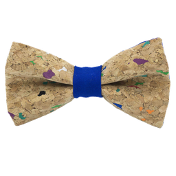 Noeud papillon en liège "Muscat" multicolore bague bleu roi