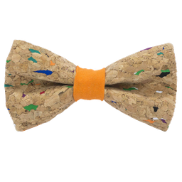 [JA.NP.LG.MUSC.16] Noeud papillon en liège "Muscat" multicolore bague orange