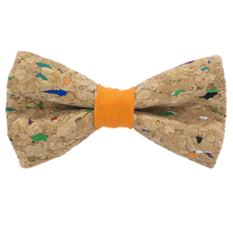 Noeud papillon en liège "Muscat" multicolore bague orange