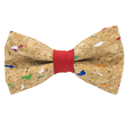 Noeud papillon en liège "Muscat" multicolore bague rouge
