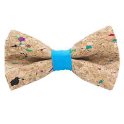 Noeud papillon en liège "Muscat" multicolore bague turquoise