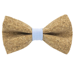 Noeud papillon en liège "Sauvignon" bague bleu ciel