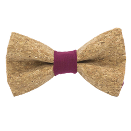 Noeud papillon en liège "Sauvignon" bague rose framboise