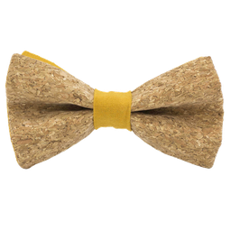Noeud papillon en liège "Sauvignon" bague jaune moutarde