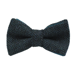[JA.NP.TW.DUND.06] Noeud papillon en tweed "Dundee" chevron turquoise