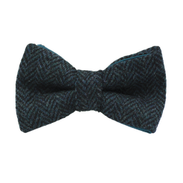 Noeud papillon en tweed "Dundee" chevron turquoise