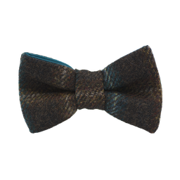 Noeud papillon en tweed "Fort William" marron à carreaux turquoises