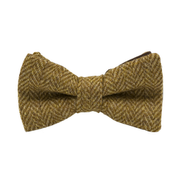 Noeud papillon en tweed "Dundee" chevron jaune moutarde