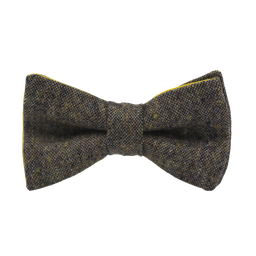 [JA.NP.TW.EDIM.04] Nœud papillon Tweed "Edimbourg" - Caviar Oxford brun et orange